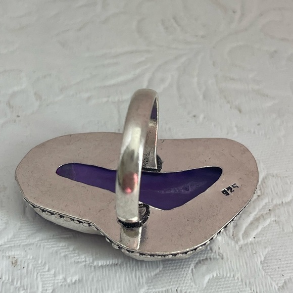 Sterling Silver .925 Purple Agate Geode Druzy Slice Statement Ring 13.1g Size 8 - Picture 8 of 10